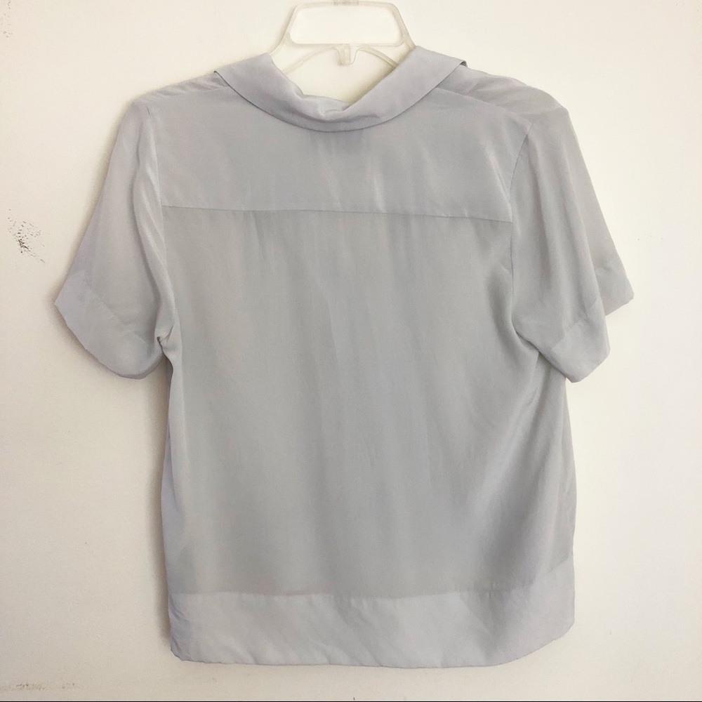 Everlane Gray Silk Button Down Short Sleeve Sz 2 - Picture 5 of 7